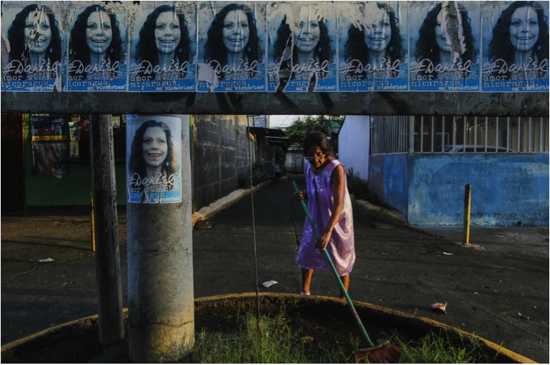 En Managua abunda la propaganda a favor de Rosario. (AFP PHOTO)