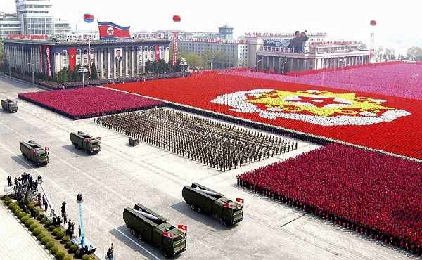 A North Korean missile unit takes part in a military parade in Pyongyang