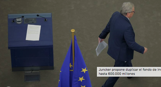 Jean-Claude Juncker, al finalizar su discurso en la Eurocámara. VINCENT KESSLER (REUTERS